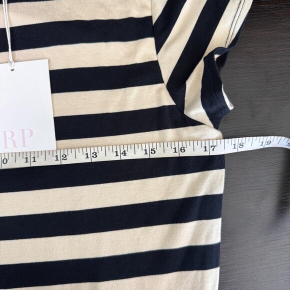 Rachel Parcell T Shirt Dress Womens XL Stripe Rayon Jersey Casual Soft Black Tan - Picture 9 of 11
